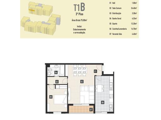 Apartamento T1 para Venda