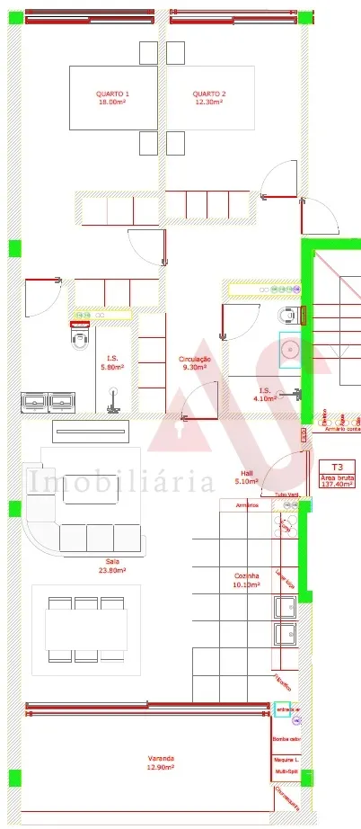 Apartamento T3 - Maximinos, Braga, Braga - Miniatura: 2/3