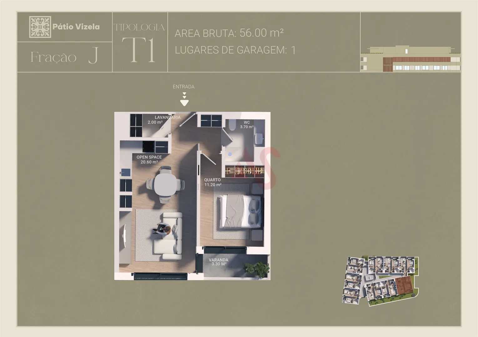 Apartamento T1 - Caldas de Vizela, Vizela, Braga - Miniatura: 2/2