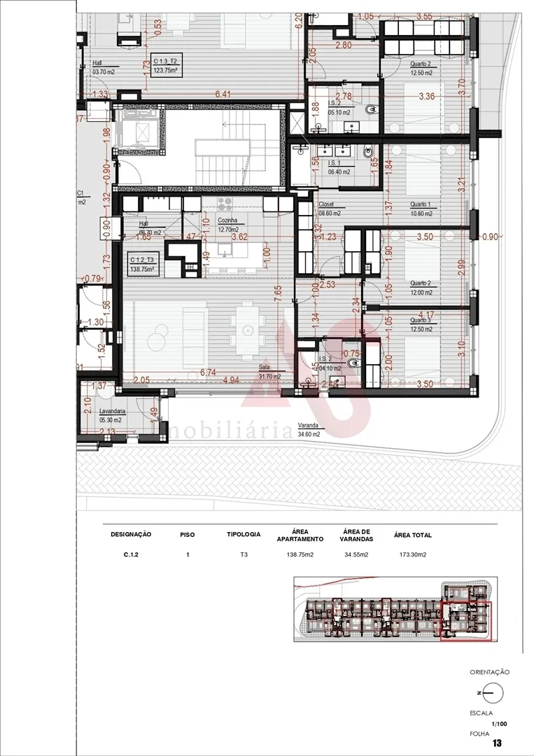 Apartamento T3 - Santa Eul�lia, Vizela, Braga - Miniatura: 2/3