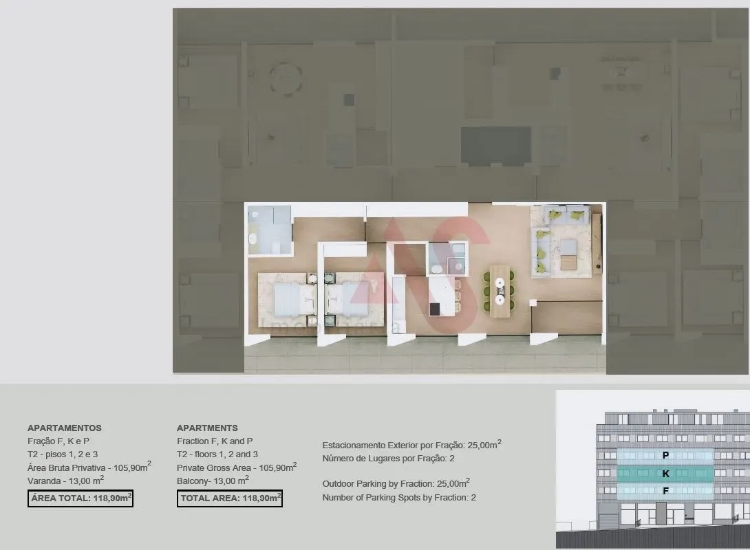 Apartamento T2 - Margaride, Felgueiras, Porto - Miniatura: 2/3