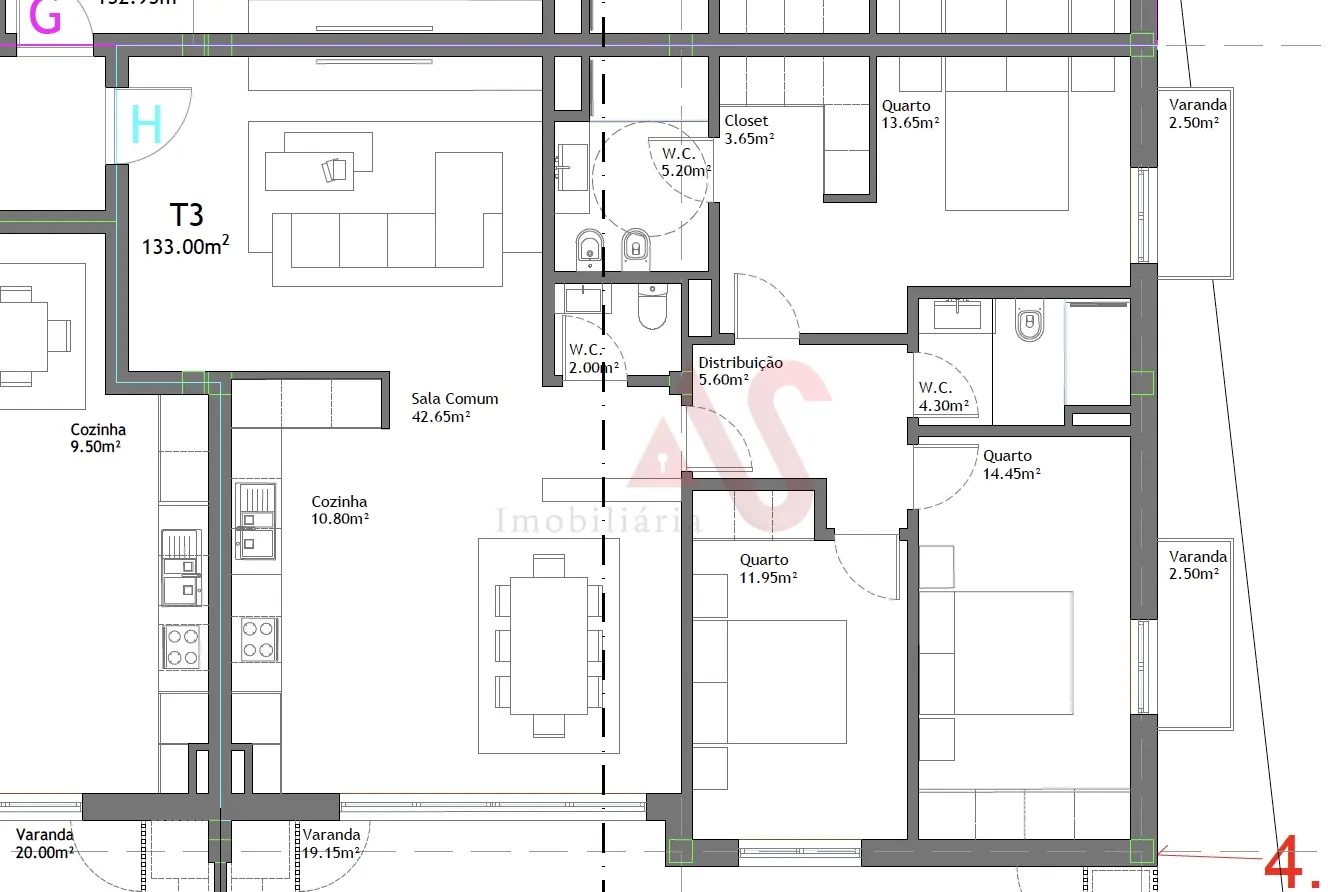 Apartamento T3 - Baltar, Paredes, Porto - Miniatura: 2/3