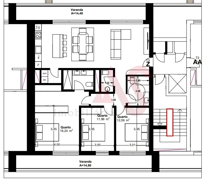 Apartamento T3 - Pa�os de Ferreira, Pa�os de Ferreira, Porto - Miniatura: 2/3