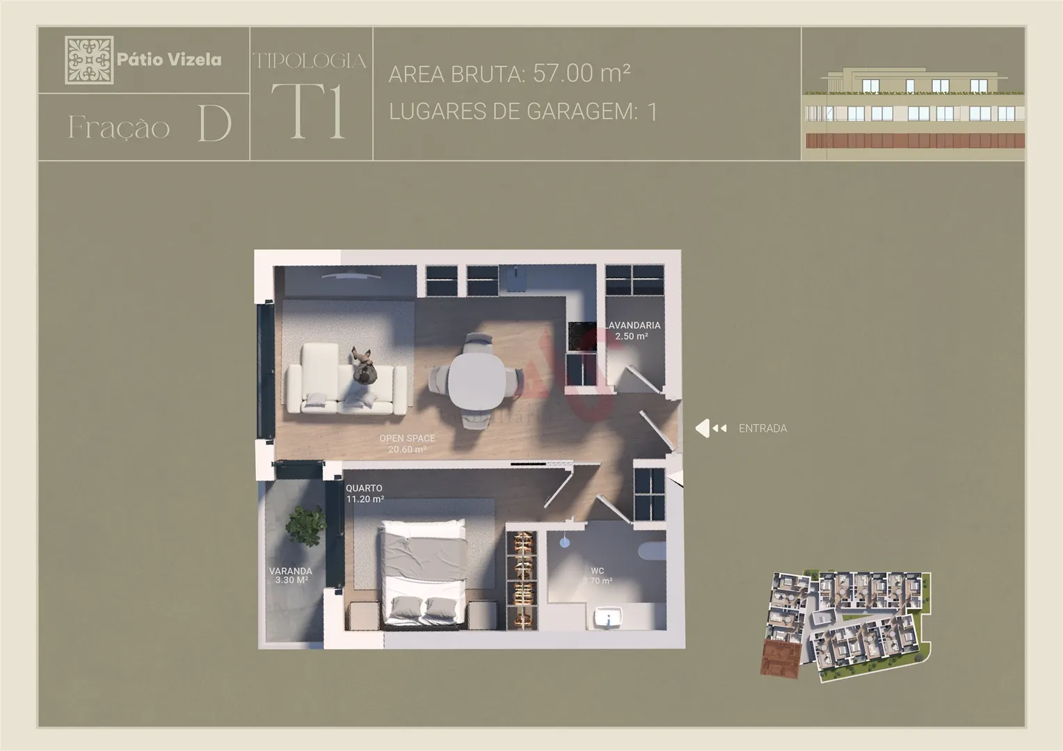 Apartamento T1 - Caldas de Vizela, Vizela, Braga - Miniatura: 2/3