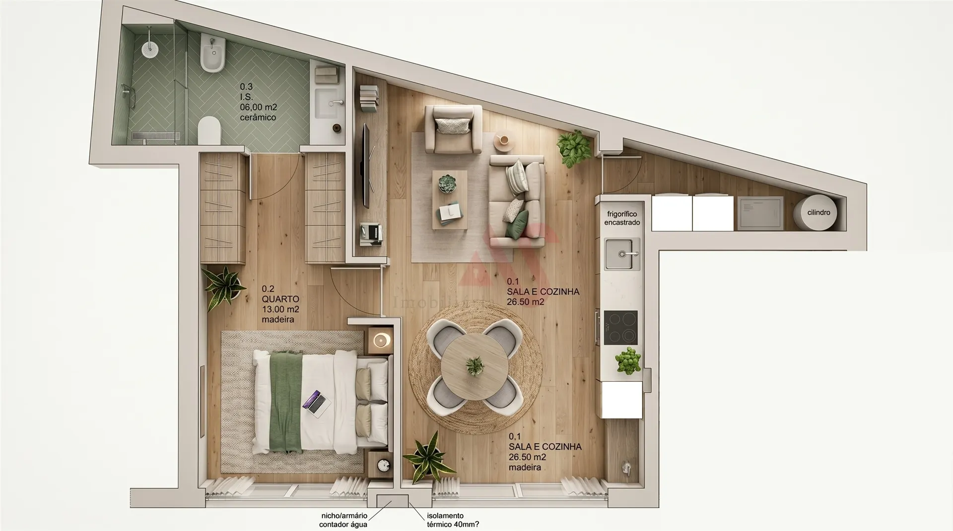 Apartamento T1 - Barco, Guimar�es, Braga - Miniatura: 2/3